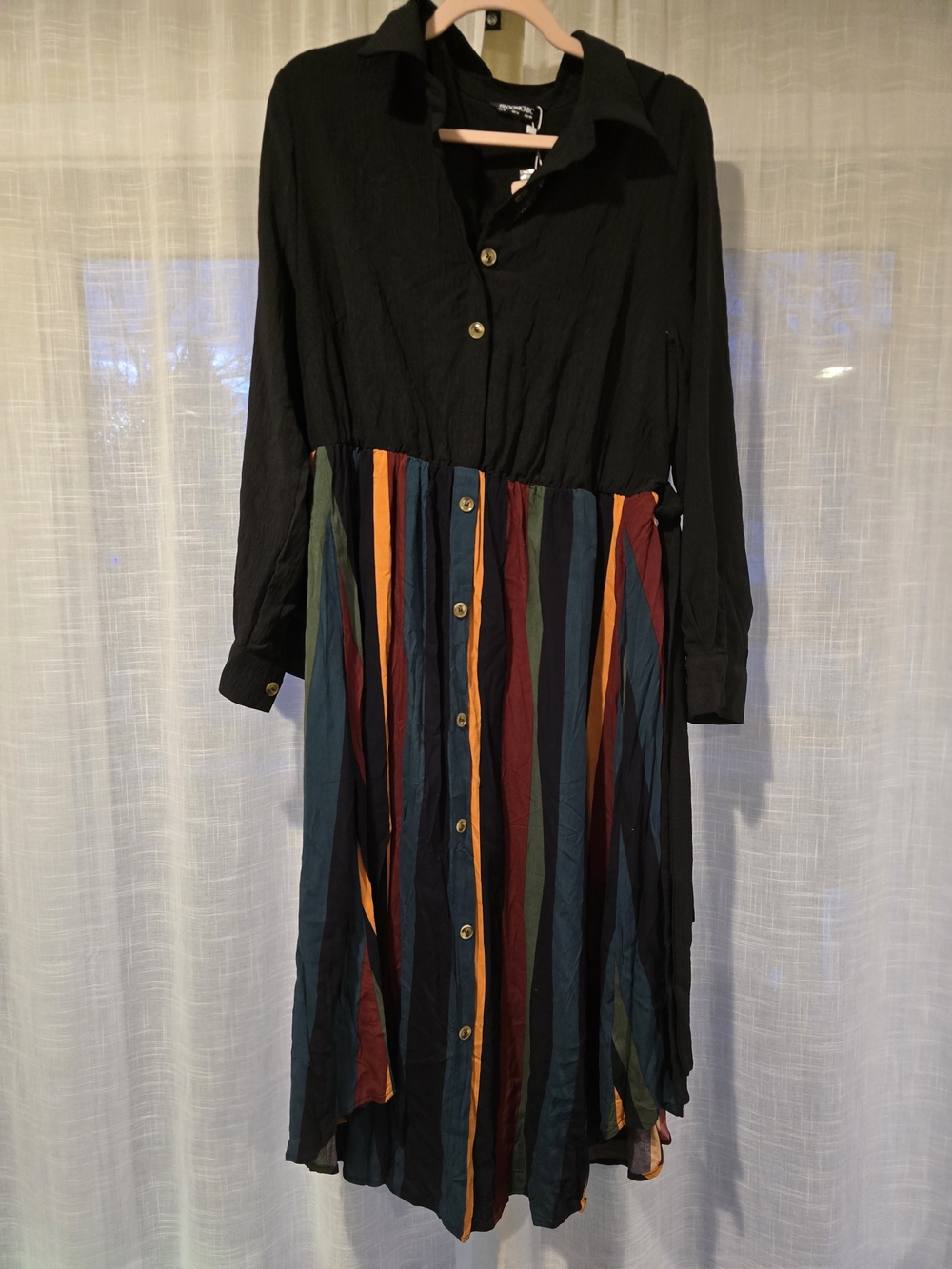 NWT BLOOMCHIC Multi-Color Striped Button Front Dress